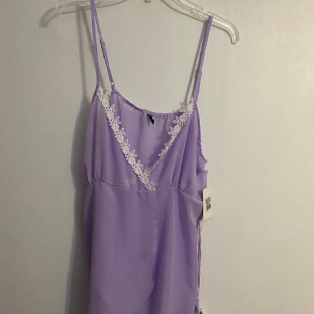 i Collection Lavendar Lace teddy with thongs, size 1X